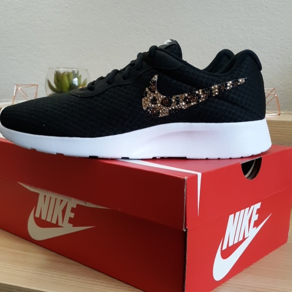 Leopard Spot Bling Nike Tanjun Black - Picture 5 of 6